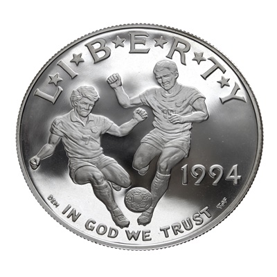 1994 World Cup Silver Proof USA $1 (Capsule) - Click Image to Close